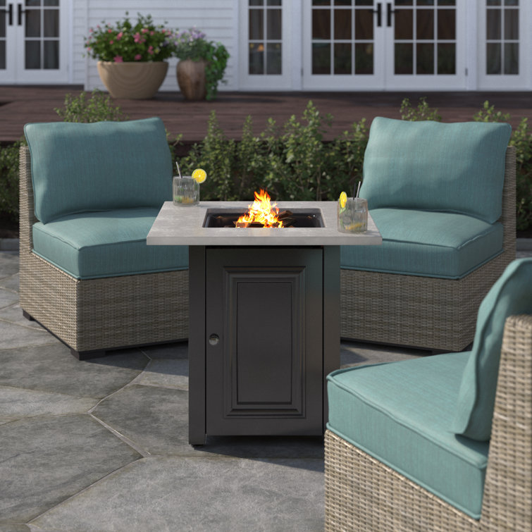 Sol 72 Outdoor™ Sabina 25'' H x 28'' W Polyresin Propane Outdoor Fire Pit Table with Lid